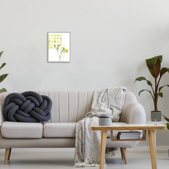 Stupell Industries Dandelion Flowers under Abstract Summer Circles Floral Painting Framed Wall Art
